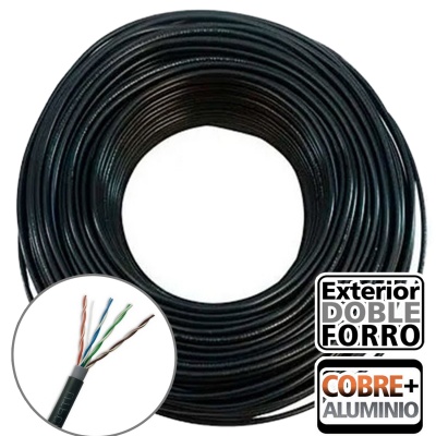 CABLE UTP 100 MTS NEGRO CAT 6   0.50 MM DOBLE FORRO